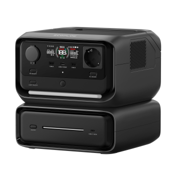 Front view of the ECOFLOW RIVER 3 Max power station with display and ports