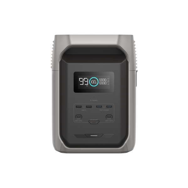 ECOFLOW Delta 3 1500 – Front view of the portable power station with display and ports
