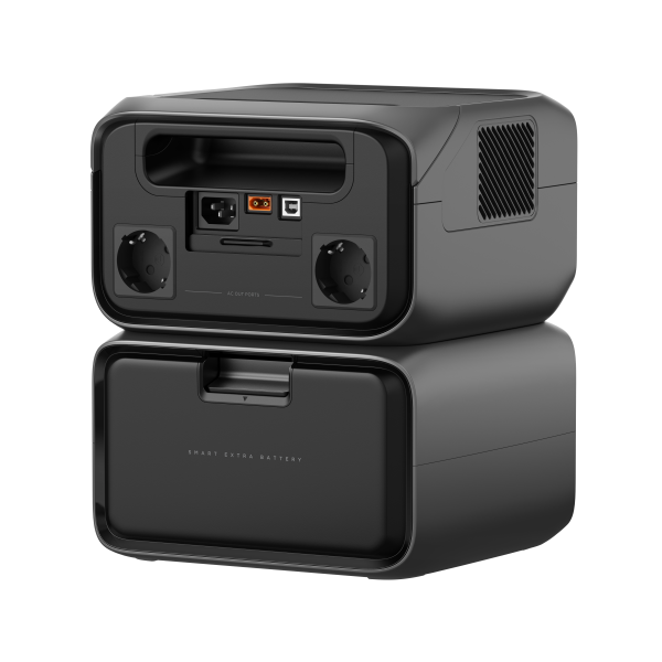 Rear 45° view of ECOFLOW RIVER 3 Max Plus - Portable Powerstation with open lid