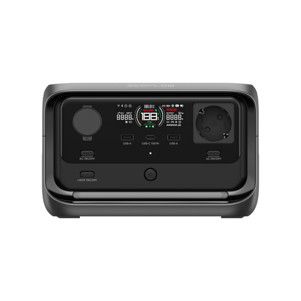 Front view of ECOFLOW RIVER 3 PLUS portable power station